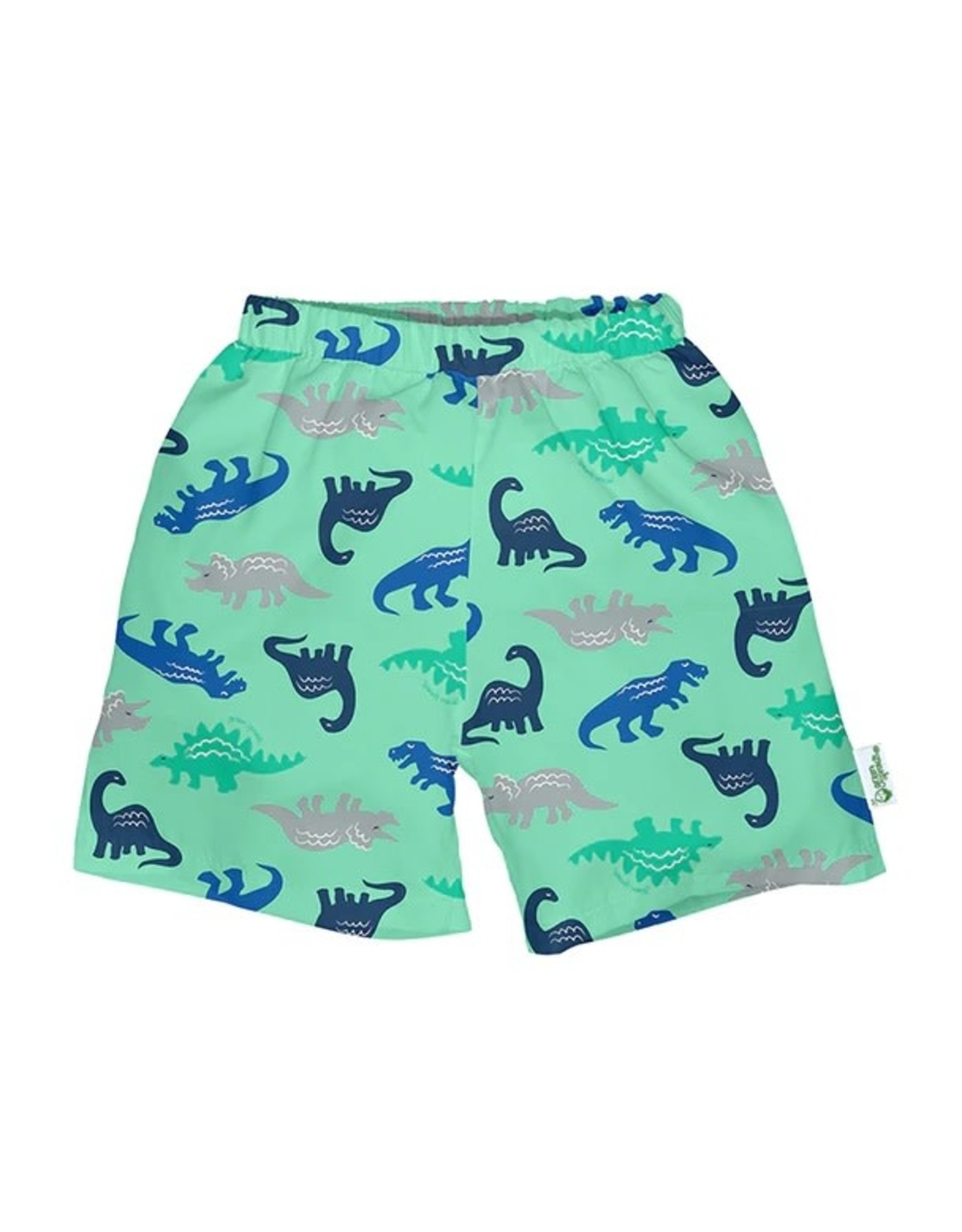 i play Classic Trunks with Built-in Reusable Absorbent Swim Diaper - Seafoam Dino