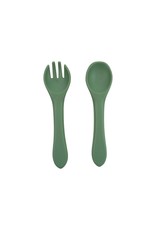 Tiny Teethers Silicone Fork & Spoon Set - Slate Blue