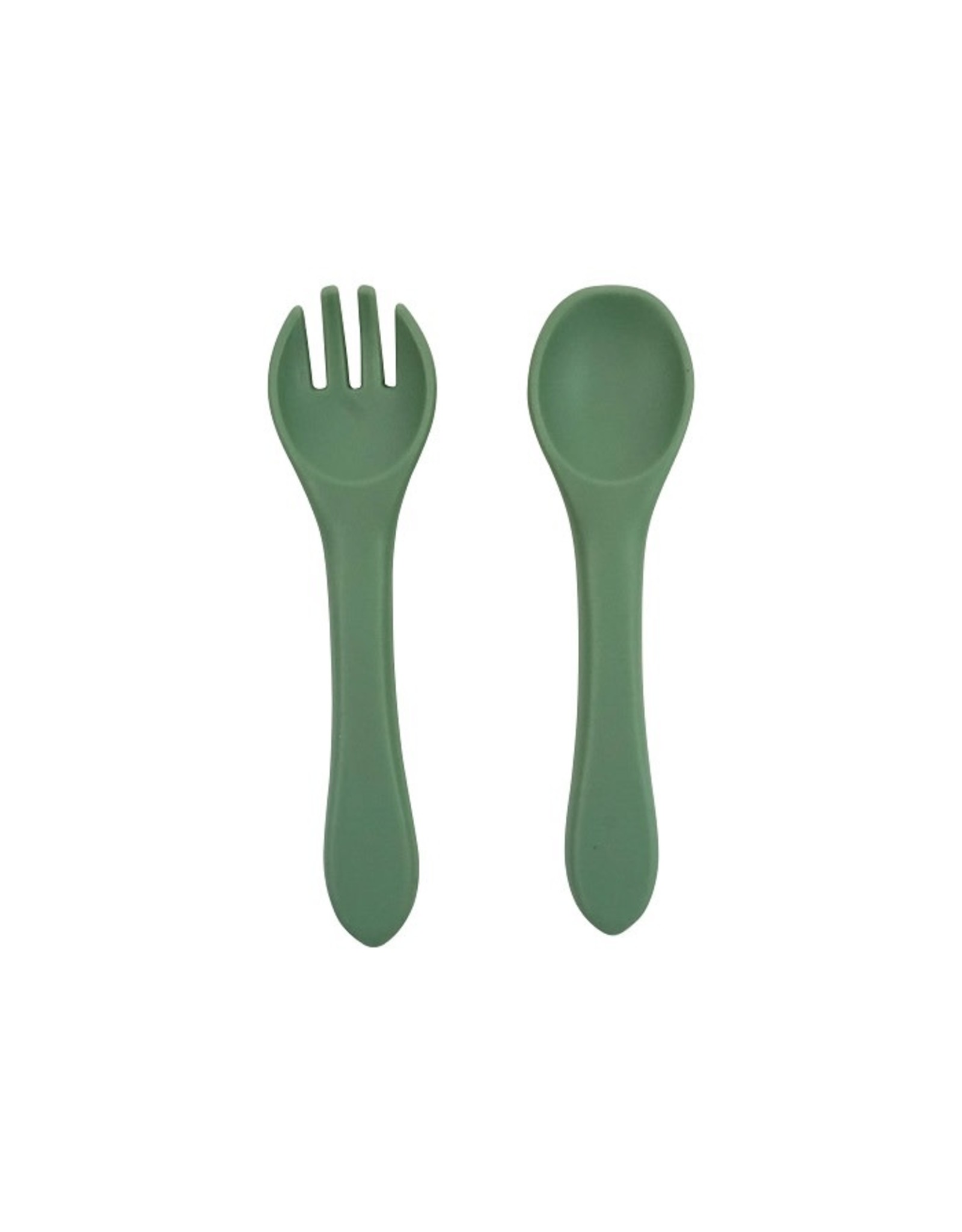 Tiny Teethers Silicone Fork & Spoon Set - Slate Blue