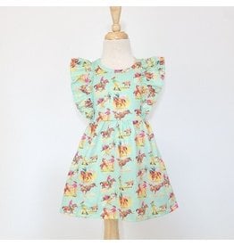 Clover Cottage Aqua Rodeo Flutter Sleeve Dress