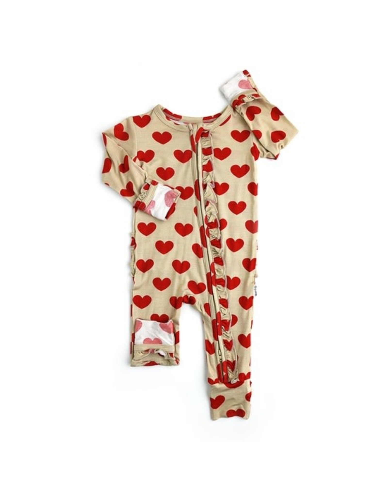 Gigi and Max Cupid Heart Ruffle Coverall with Zipper