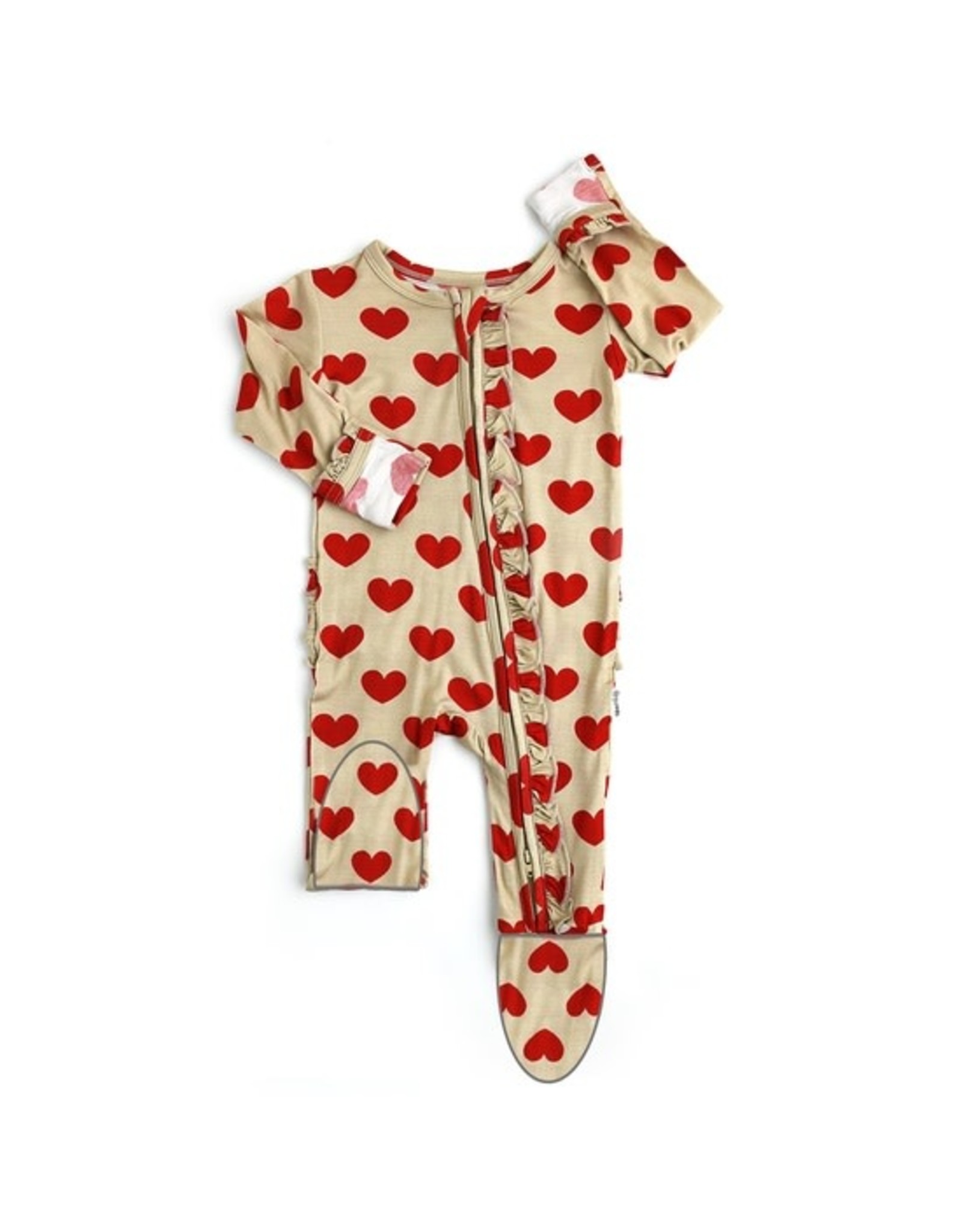 Gigi and Max Cupid Heart Ruffle Coverall with Zipper