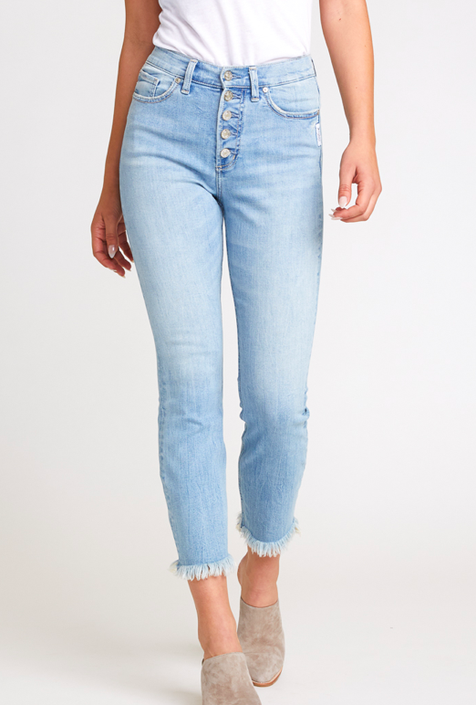 high rise silver jeans