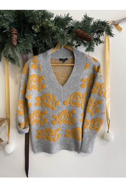 Flower Intarsia Sweater GRY/MUS