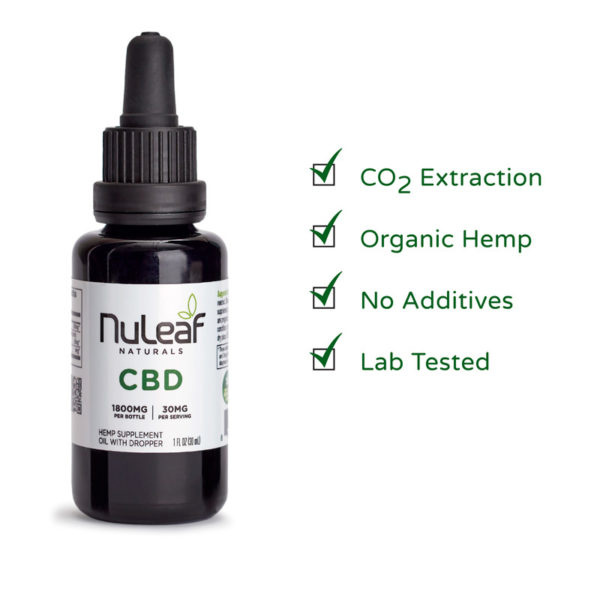 NuLeaf Naturals FULL SPECTRUM CBD OIL | HIGH GRADE HEMP EXTRACT | 1800mg | 60mg per ml | 30ml Bottle