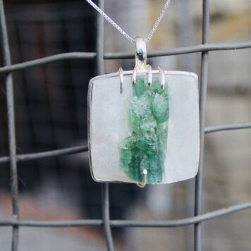 Tourmaline & Quartz Sterling Statement Necklace