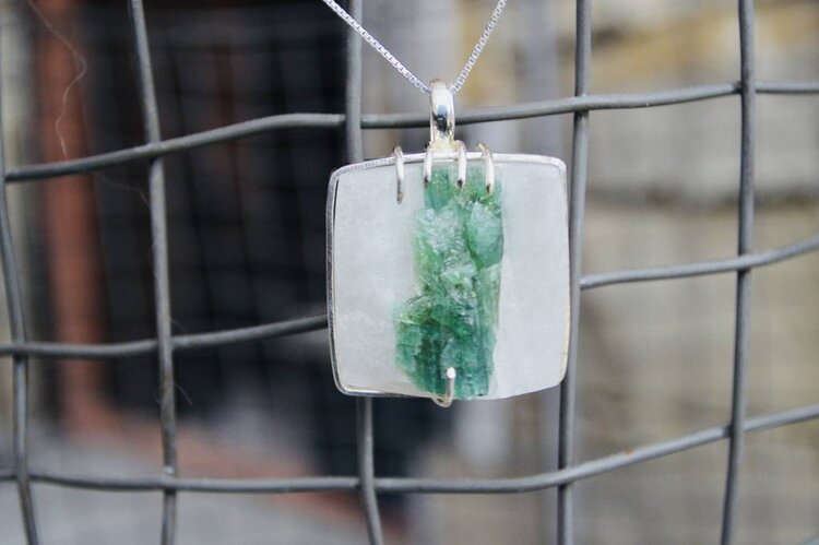 Tourmaline & Quartz Sterling Statement Necklace