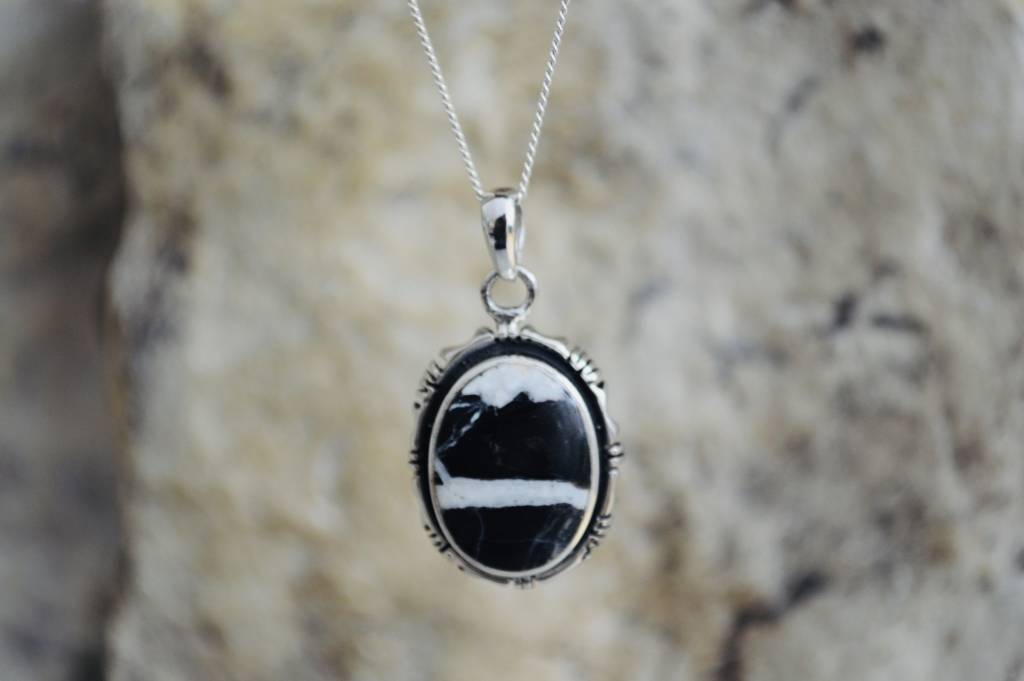 Oval White Buffalo Sterling Pendant