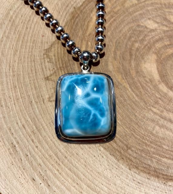 Larimar Sterling Rectangular Pendant