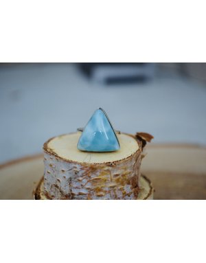 Triangle Larimar Sterling Ring- Size 7.5