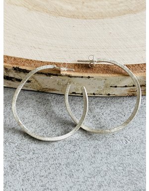 Brushed Sterling Wonky Hoops
