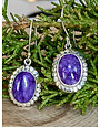 Charoite & Sterling Dot Earrings