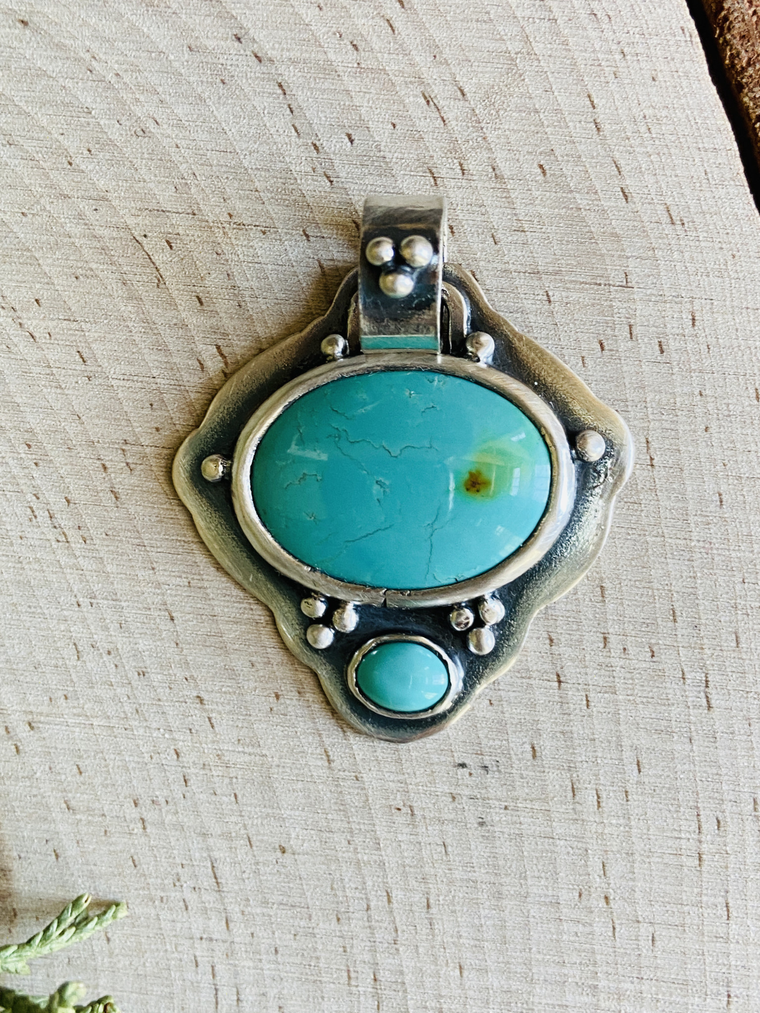 Turquoise Double Oval Sterling Pendant