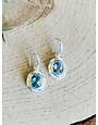 Blue Topaz Oval Double Bezel Sterling Earrings