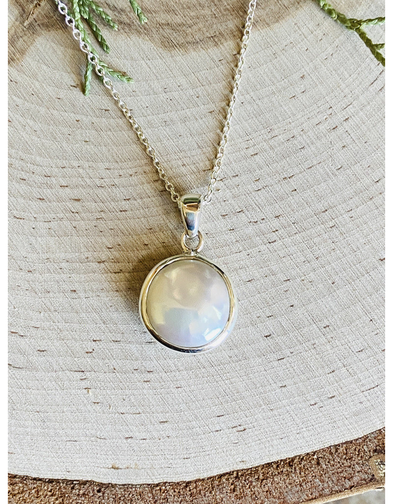 Pearl Pendant on Sterling Necklace
