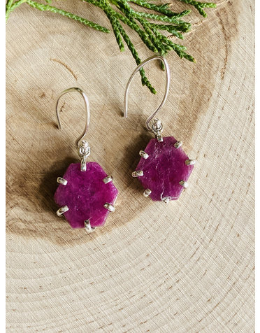 Ruby Slice Sterling Drop Earrings