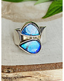 Double Ammolite Sterling Ring - Size 8