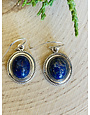 Lapis Lazuli Sterling Rope Bezel Drop Earrings