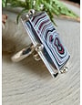 Fordite Rectangle w/Silver Balls Ring - Adj