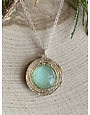 Sterling Green Roman Glass Round Necklace