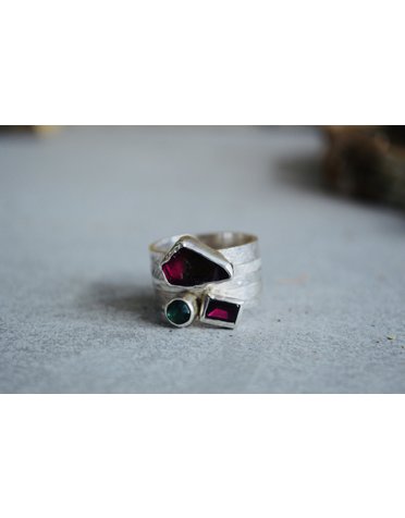 3 Stone Tourmaline Ring - Size 8.25