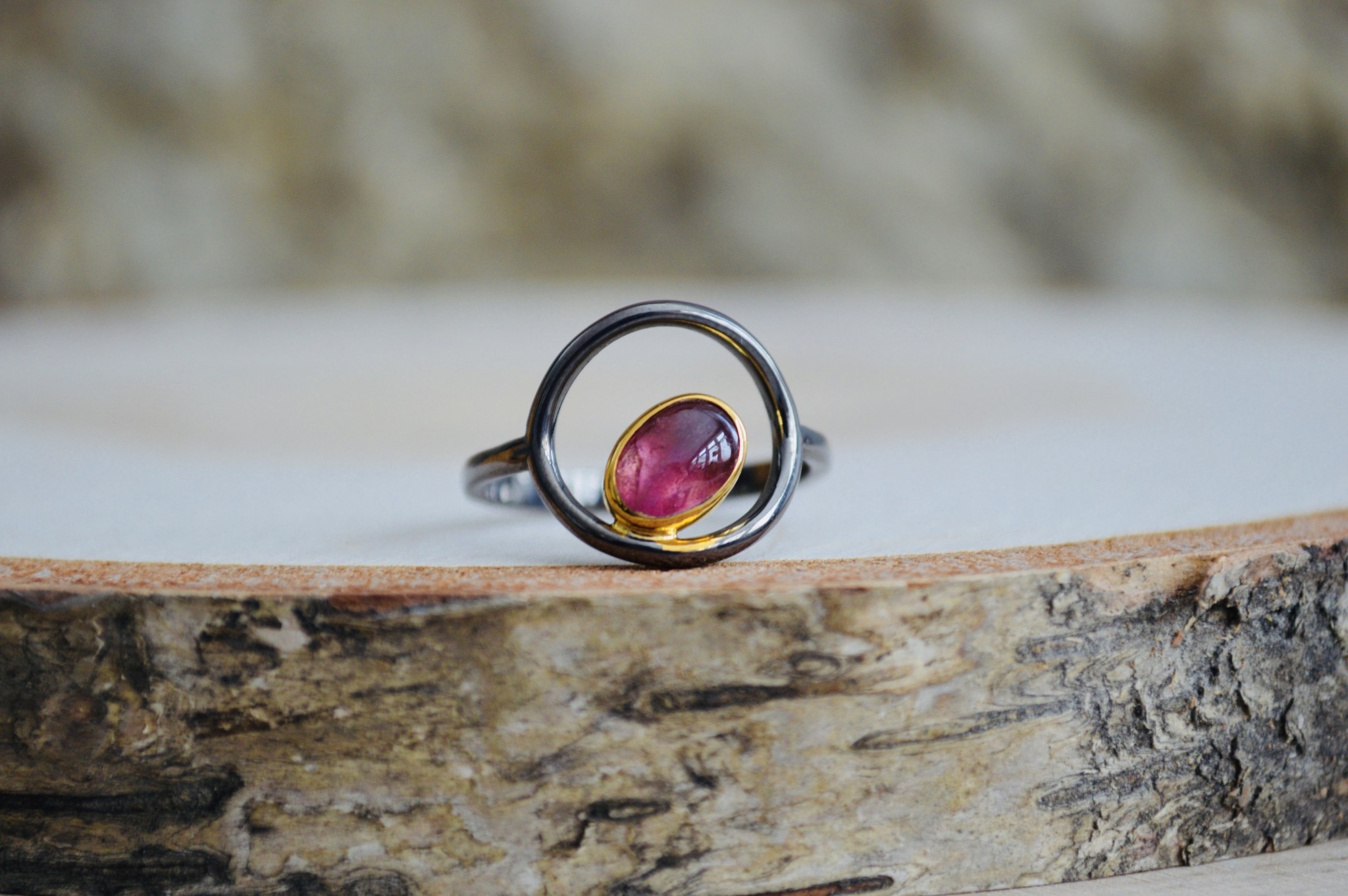 Tourmaline Ring - Size 8 (Rhod & GP)