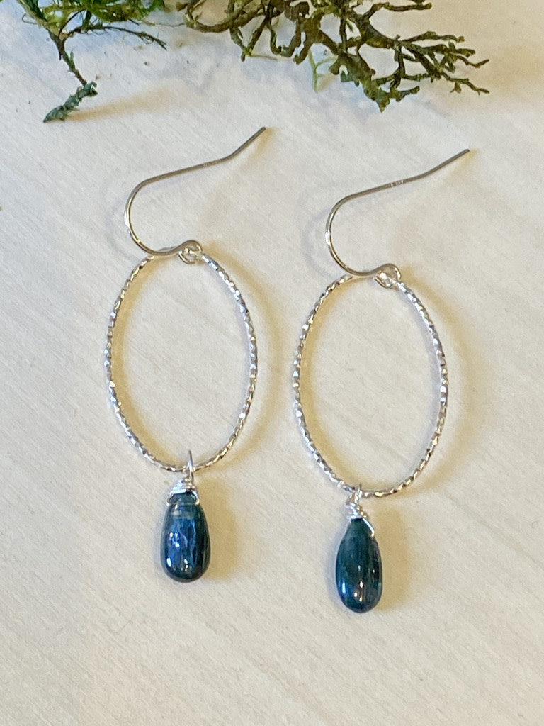 Kyanite Sterling Silver Hoops