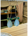 Chalcedony & Emerald Sterling Hoop Earrings