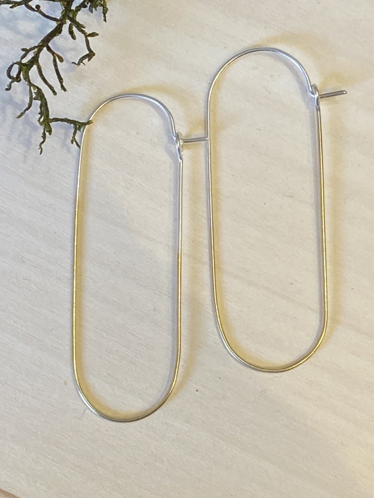 Two-Toned Long Paperclip Earrings