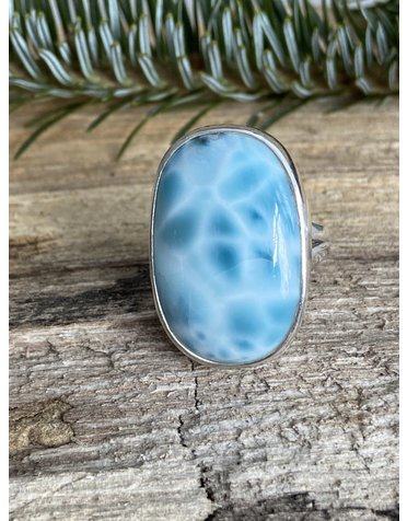 Large Oval Larimar Ring - Size 9