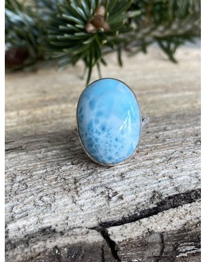 Oval Larimar Ring - Size 7.5