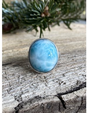 Oval Dome Larimar Ring - Size 8