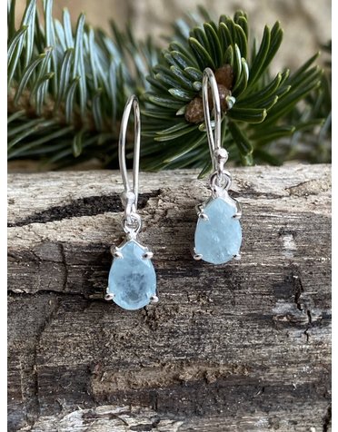 Beach Glass Small White Sterling Earrings - Silver Fox Jewelry