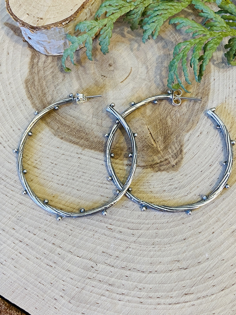 Sterling Silver Dot Branch Hoops