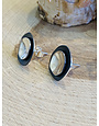 Double 2-Tone Sterling Silver Disk Post Earrings