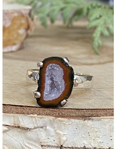 Rust Druzy Sterling Ring - Size 10