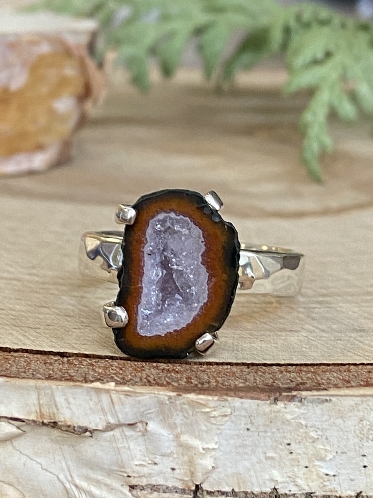 Rust Druzy Sterling Ring - Size 10