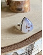 Dendritic Agate Pear Sterling Ring - Size 5.5