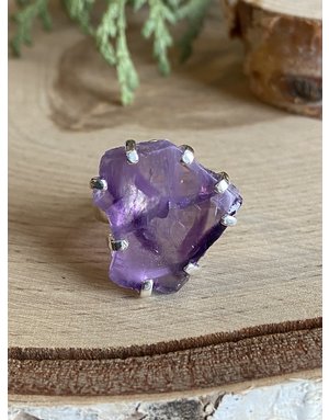 Record Keeper Amethyst Slice Sterling Ring - Size 8