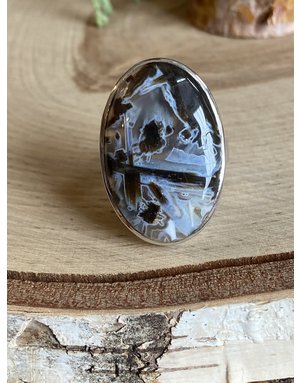 Agate Large Oval Sterling Ring - Size 9