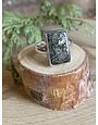 Pyrite in Agate Rectangle Sterling Ring - Size 6