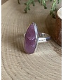 Faceted Ruby Long Teardrop Sterling Ring - Size 7
