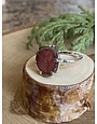 Watermelon Tourmaline Slice Sterling Ring - Size 9