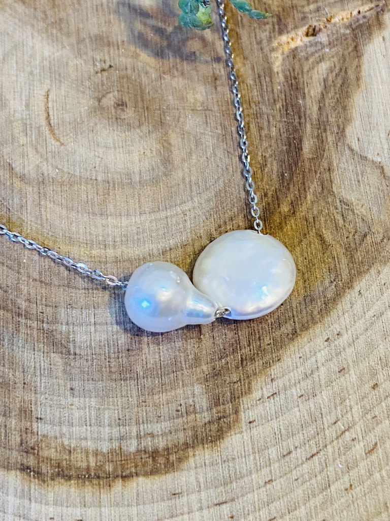 Freshwater Two Pearl Sterling Necklace