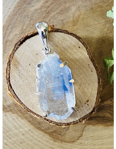 Blue Dumortierite in Quartz Sterling Pendant