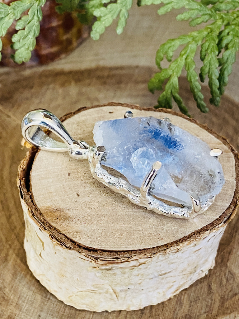 Blue Dumortierite in Quartz Sterling Pendant