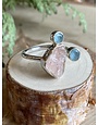 Rose Quartz & Aquamarine Sterling Ring Sz 8