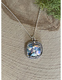 Sterling Silver Square Rope Roman Glass Necklace