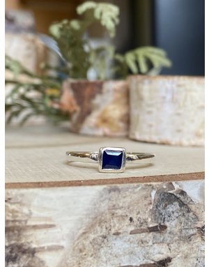 Sapphire Dainty Square Sterling Ring