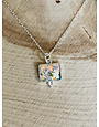 Sterling Patina Roman Glass Tiny Rectangle Necklace